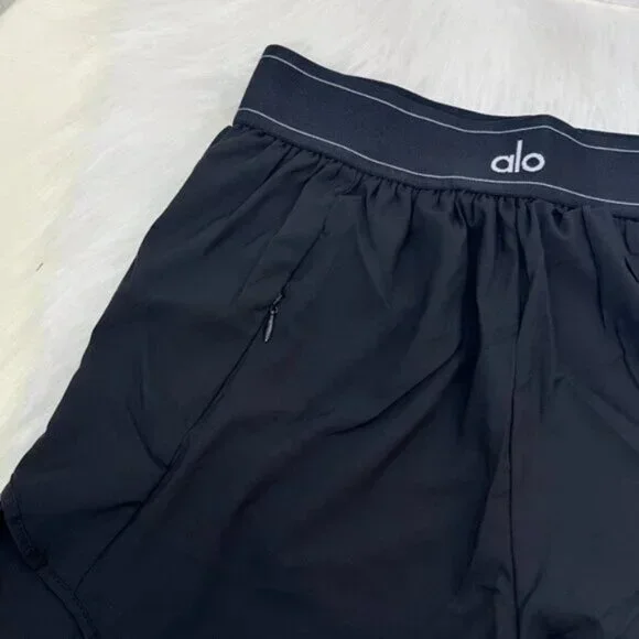 Alo Black Double Layer SportsShorts Women's Size S